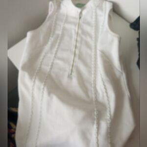 White Sleeveless Top with Green Accent/ Tennis Polo Vintage